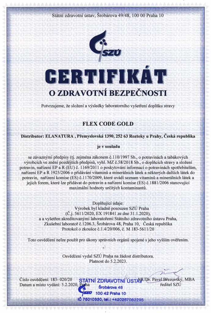 Flex Code Gold - certifikát SZU